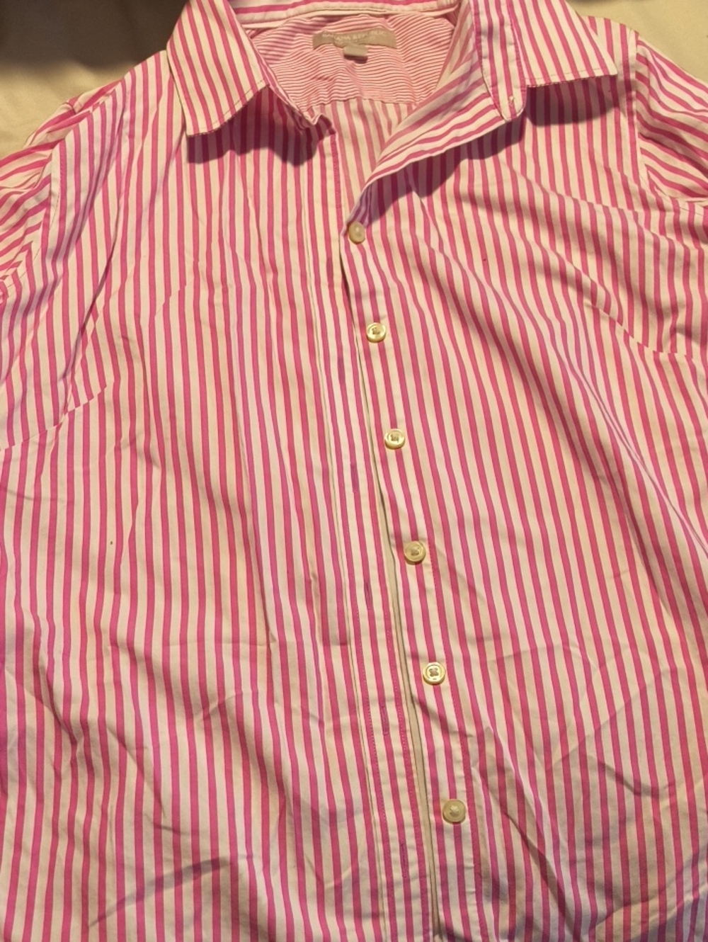 Banana Republic Pink and White Stripe Dress Shirt